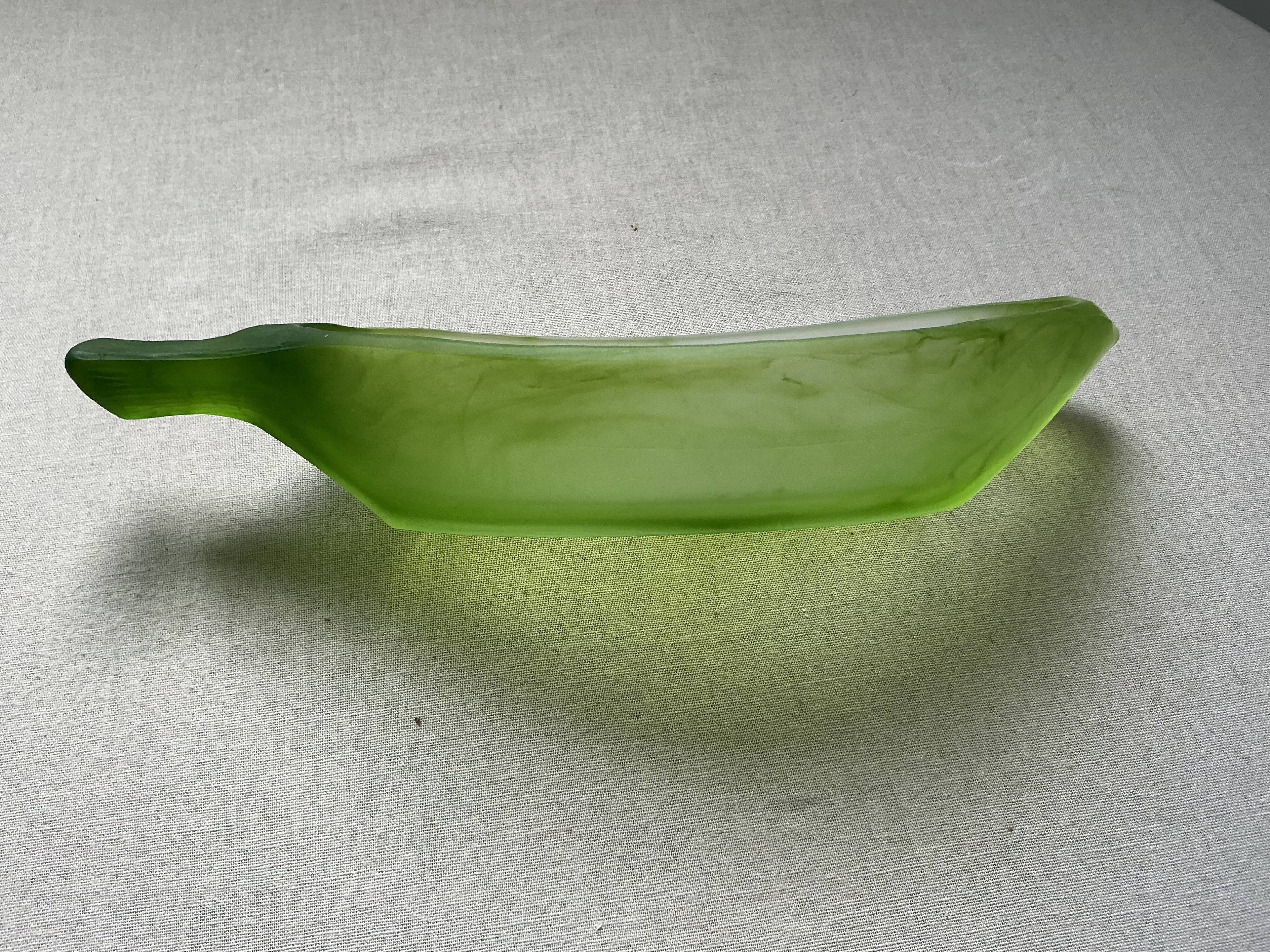 Art Deco organic coupe La Rochère in frosted jade green glass – France