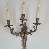 Paire d'appliques bronze doré 3 branches