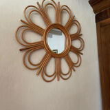 Miroir soleil en rotin