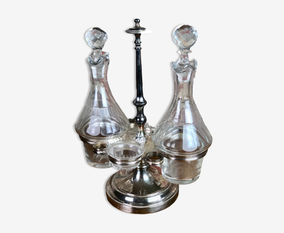Serviteur vinaigre et huile Ercuis en métal argenté années 1900