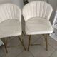 Lot de 2 chaises de bar velours blanc/crème