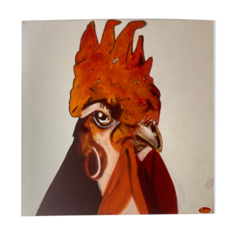 Rooster portrait oil painting