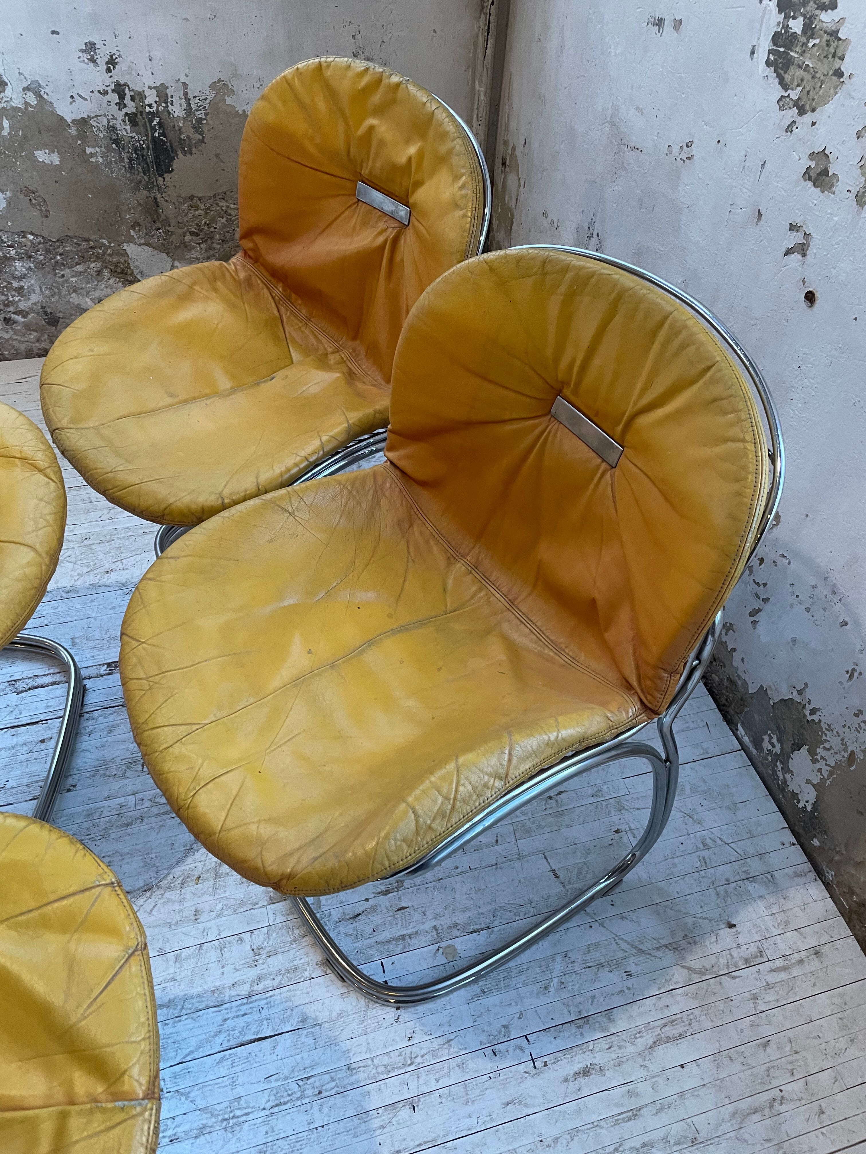 4 chairs Rinaldi "Sabrina" yellow leather