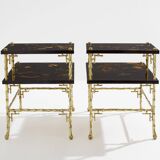Bamboo bronze lacquered Chinese side tables Maison Baguès 1940
