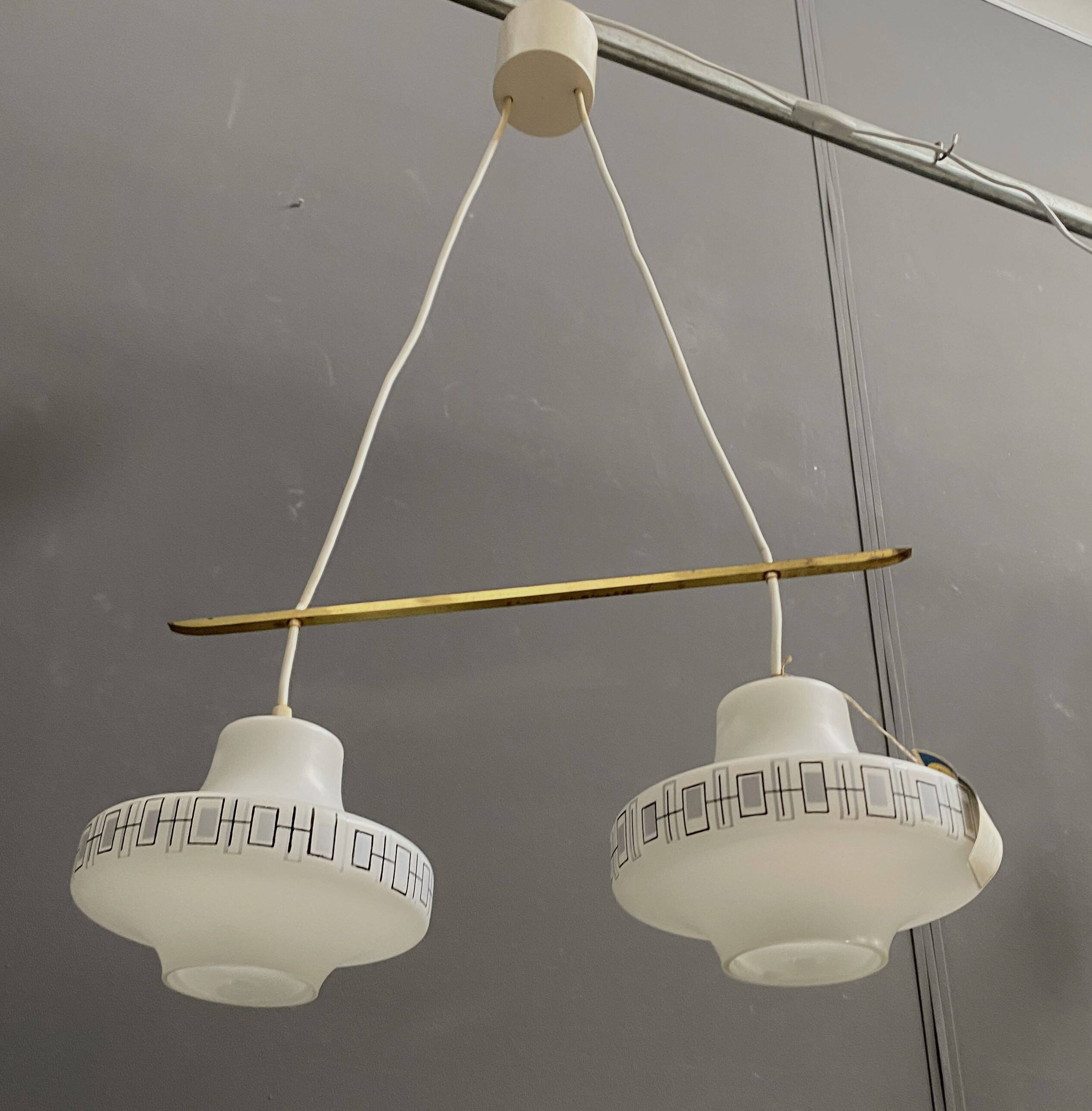 Double glass hanging lamp 1960s