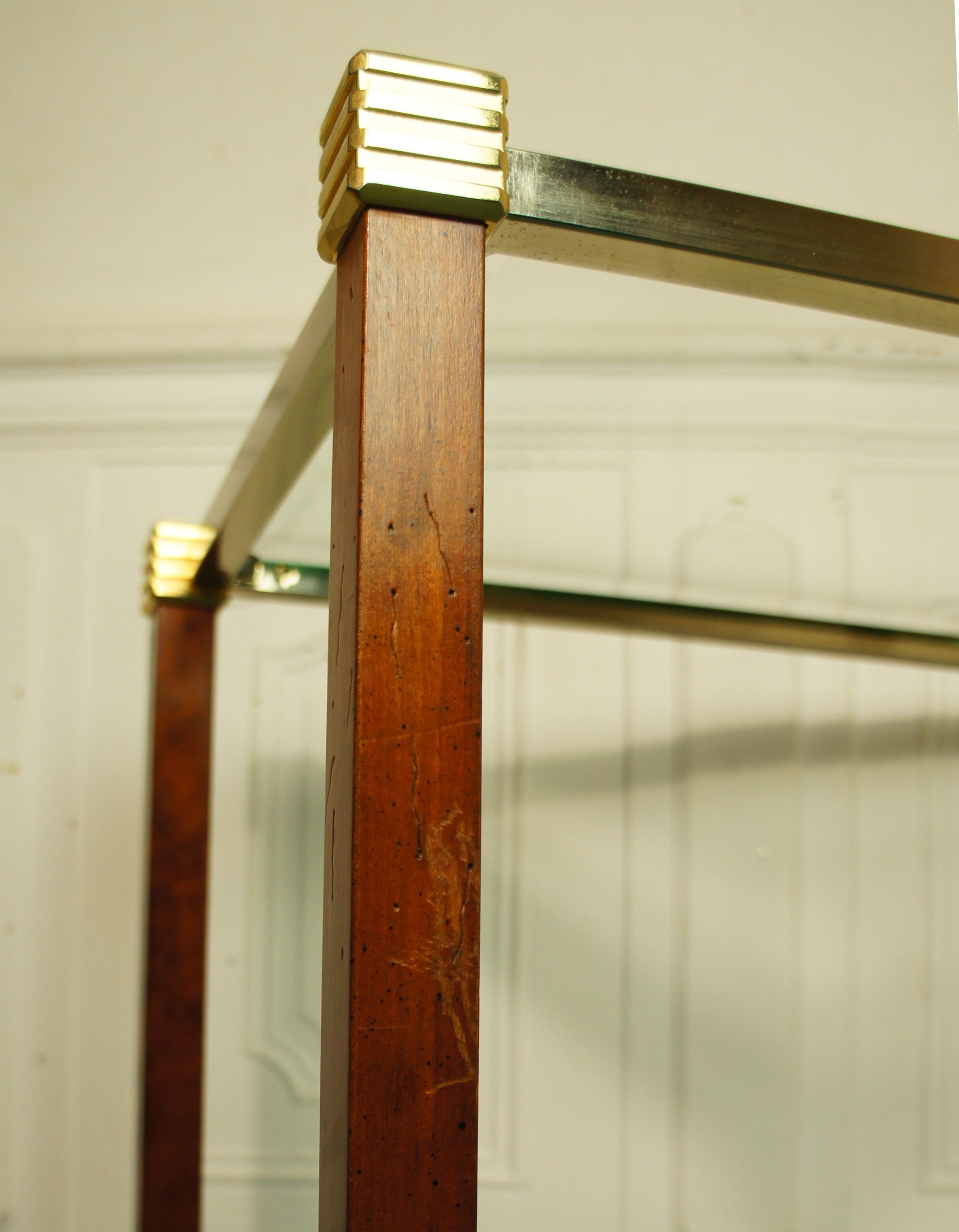 Dessert bar "Hollywood Regency" in gold metal, bevelled glass and mahogany