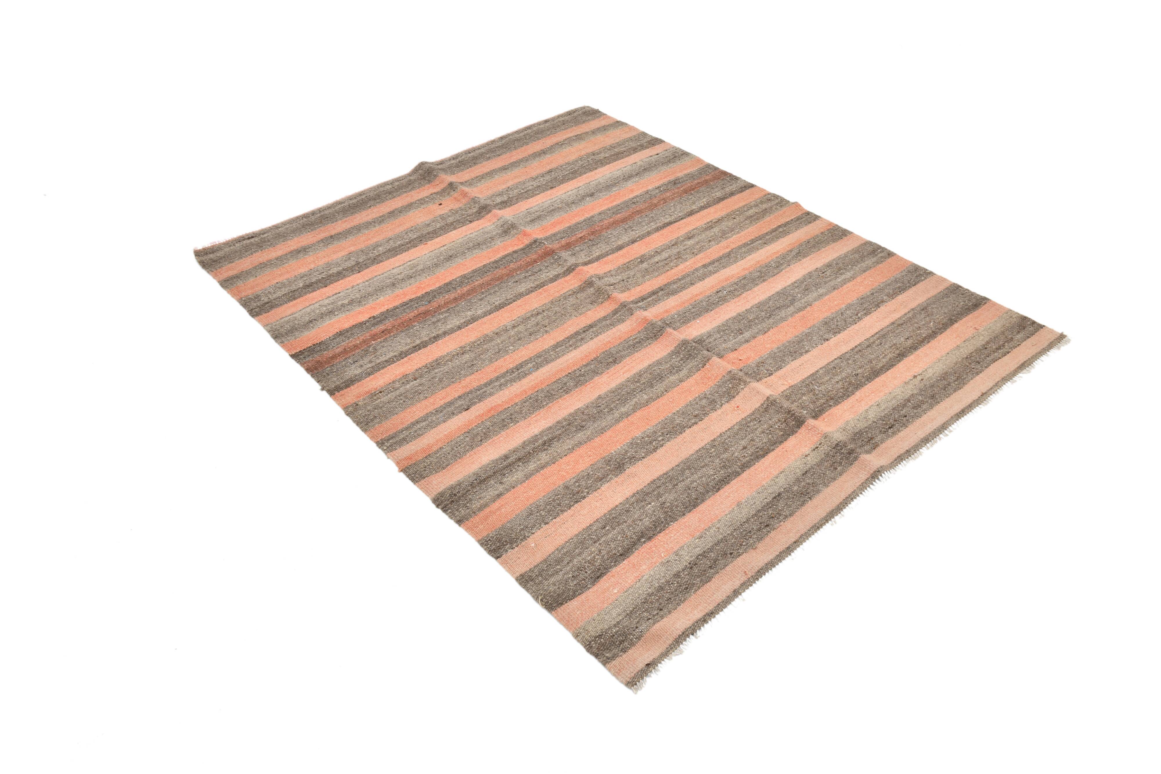 4x5 Red & Brown Small Size Kilim Rug, 134x164Cm