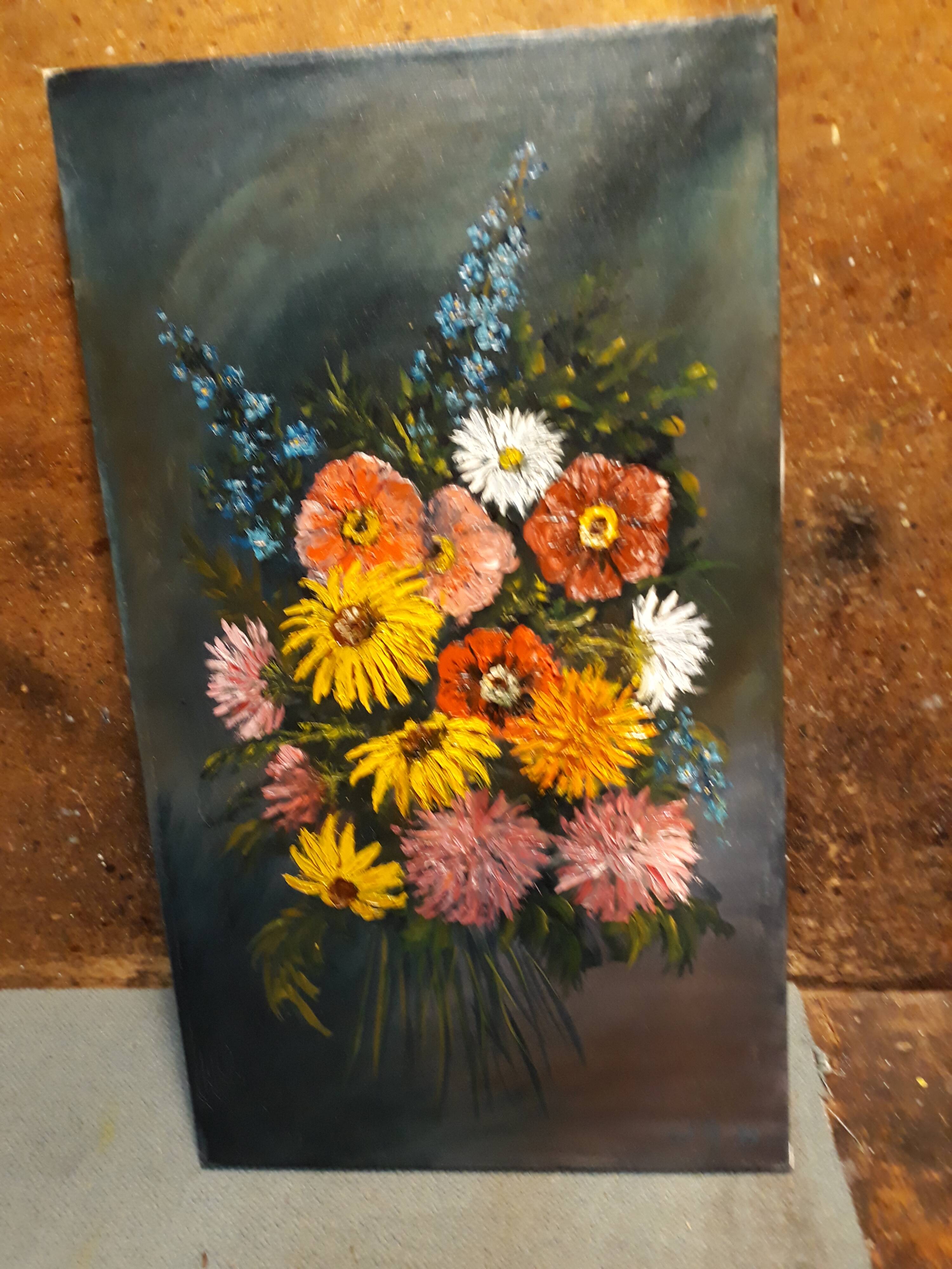 Huile sûr toile bouquet de fleurs