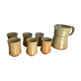 Pichet et ses verres en grès vintage