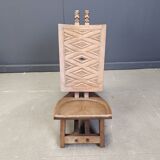 Fauteuil de chef cérémoniel africain avec table, en bois sculpté à la main, années 1960