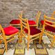 Set de 6 chaises tissu rouge 1960