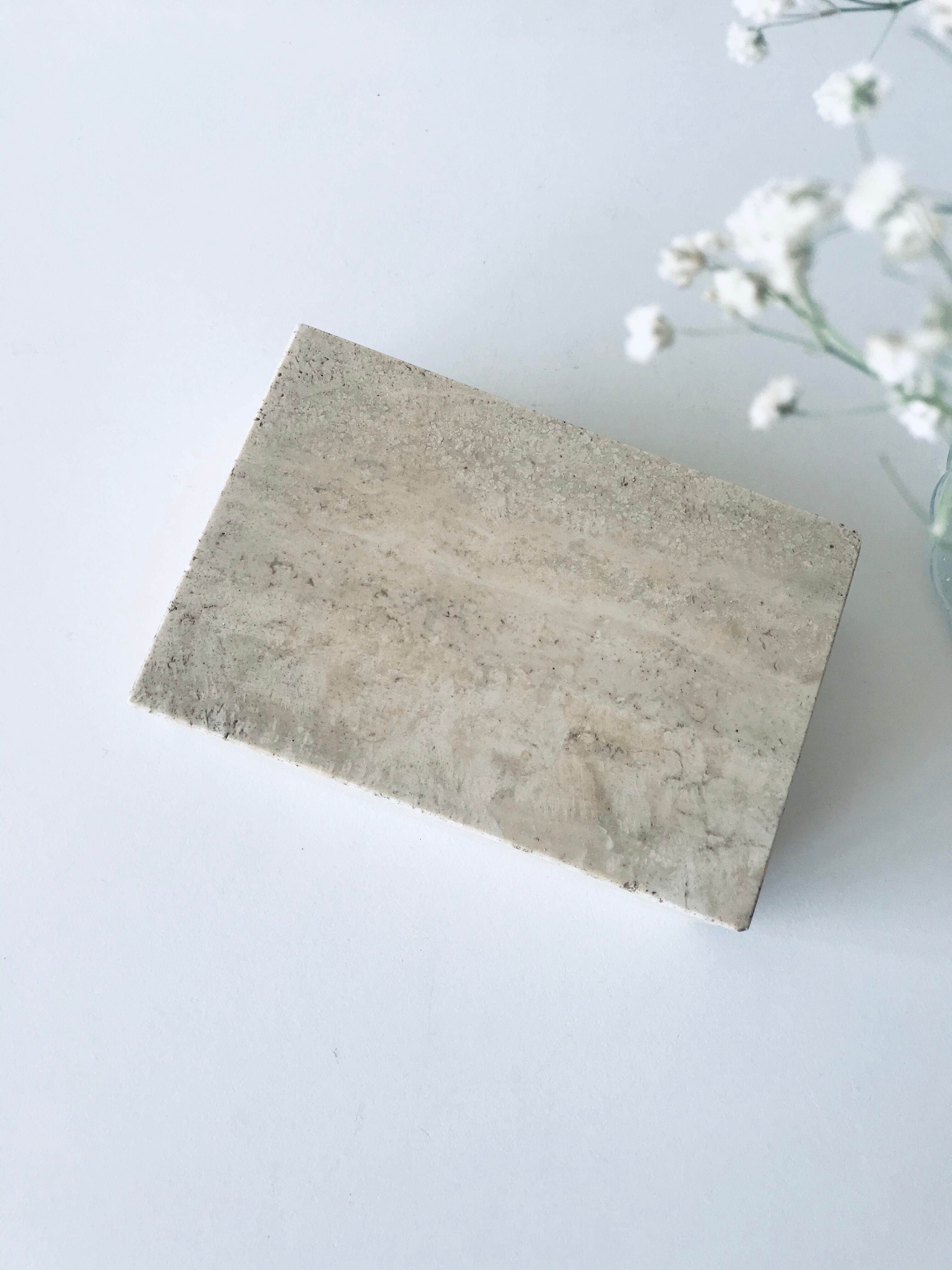 Travertine and brass box