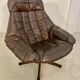 Vintage danish mid century leather swivel egg chair by bramin 1960,s