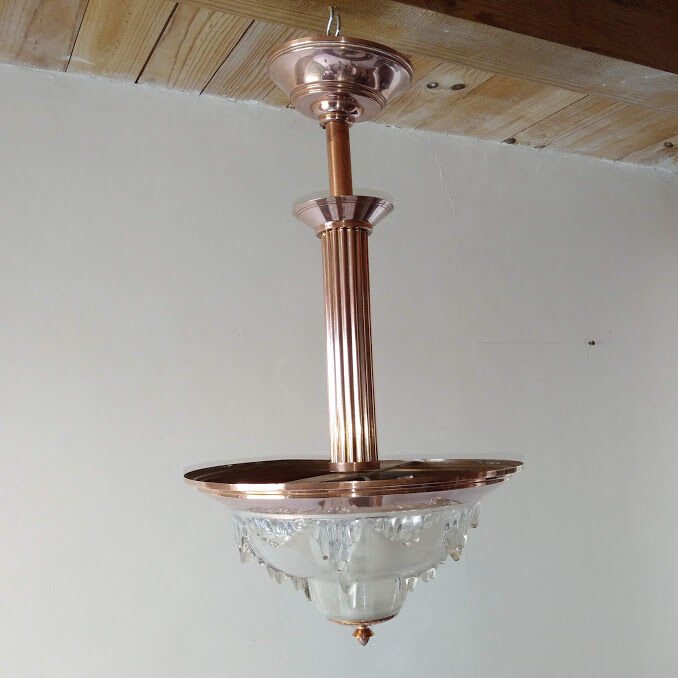 Ezan glass and copper hanging lamp