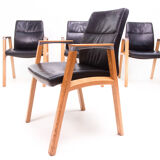 A Set of Four Sven Christiansen for Sven Fulcrum Leather Office Armchairs