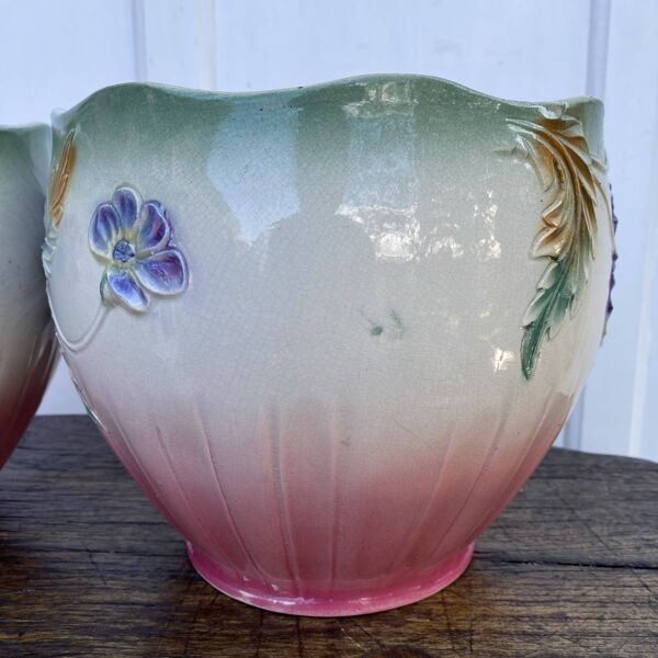 Paire de cache pot en barbotine