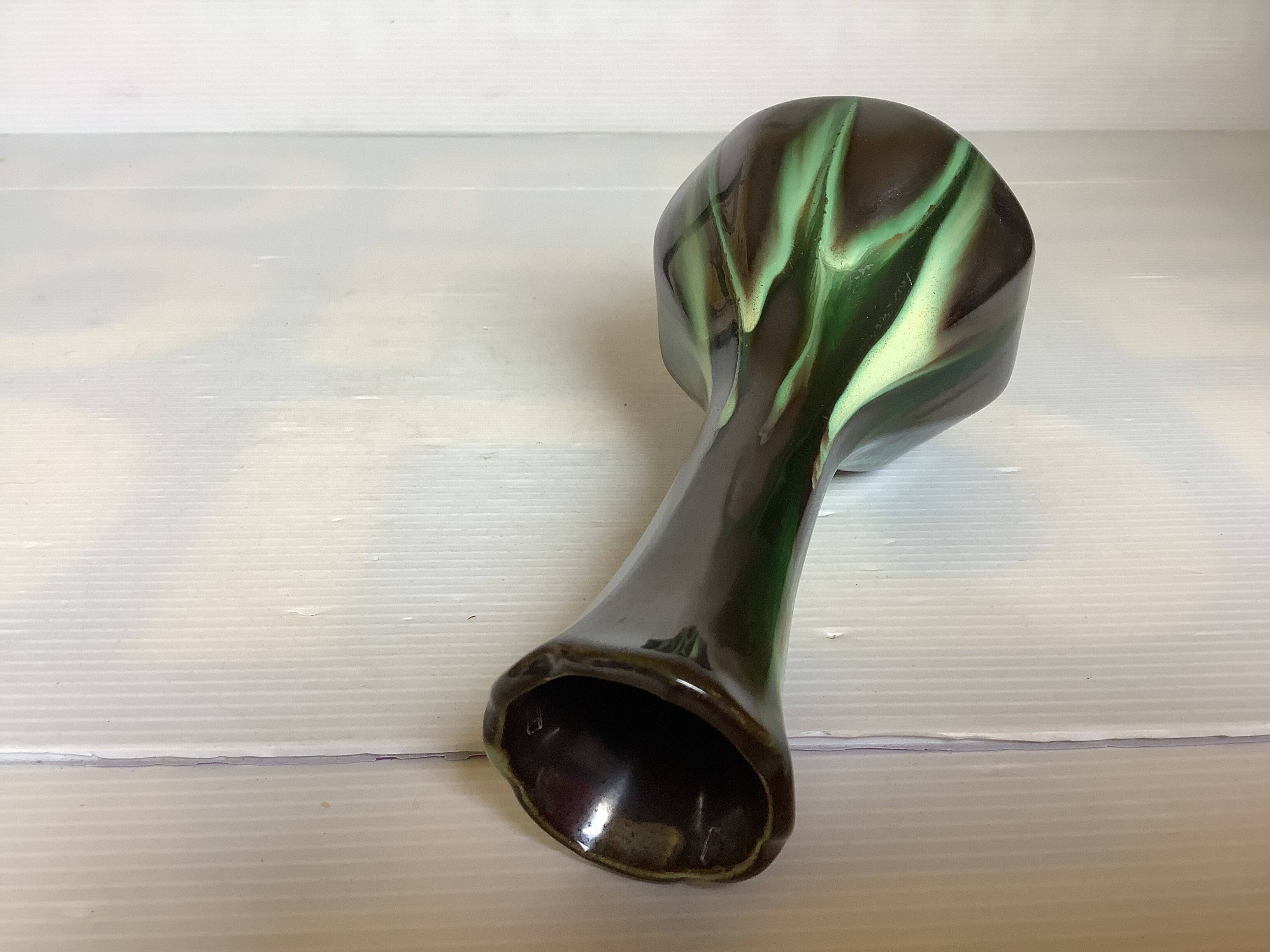 Iridescent black flared soliflore vase Thulin Belgium