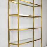 Hollywood Recency Brass and Crystal Shelving, France 70s