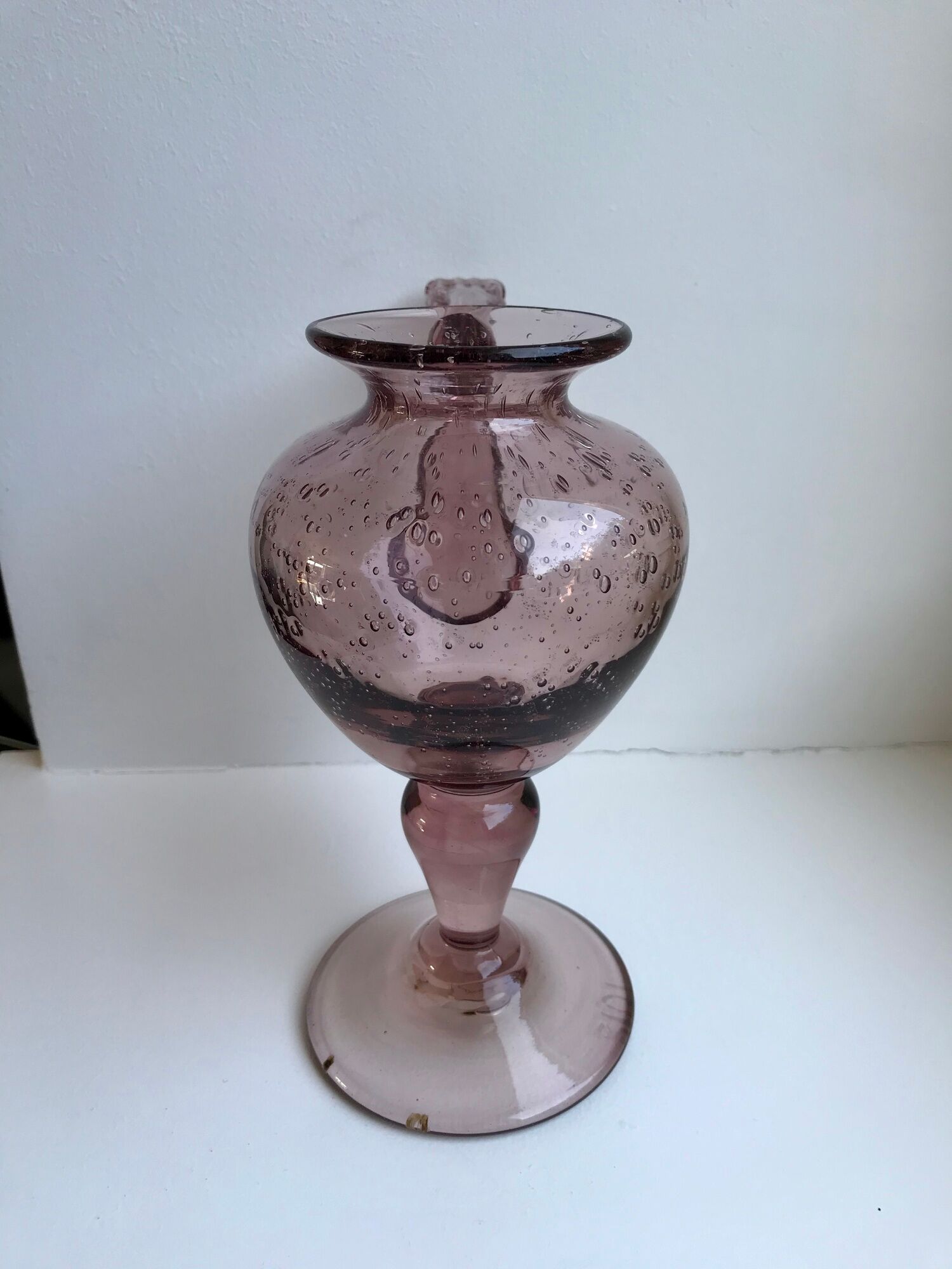 Biot bubble glass candle holder signed purple years 60-70