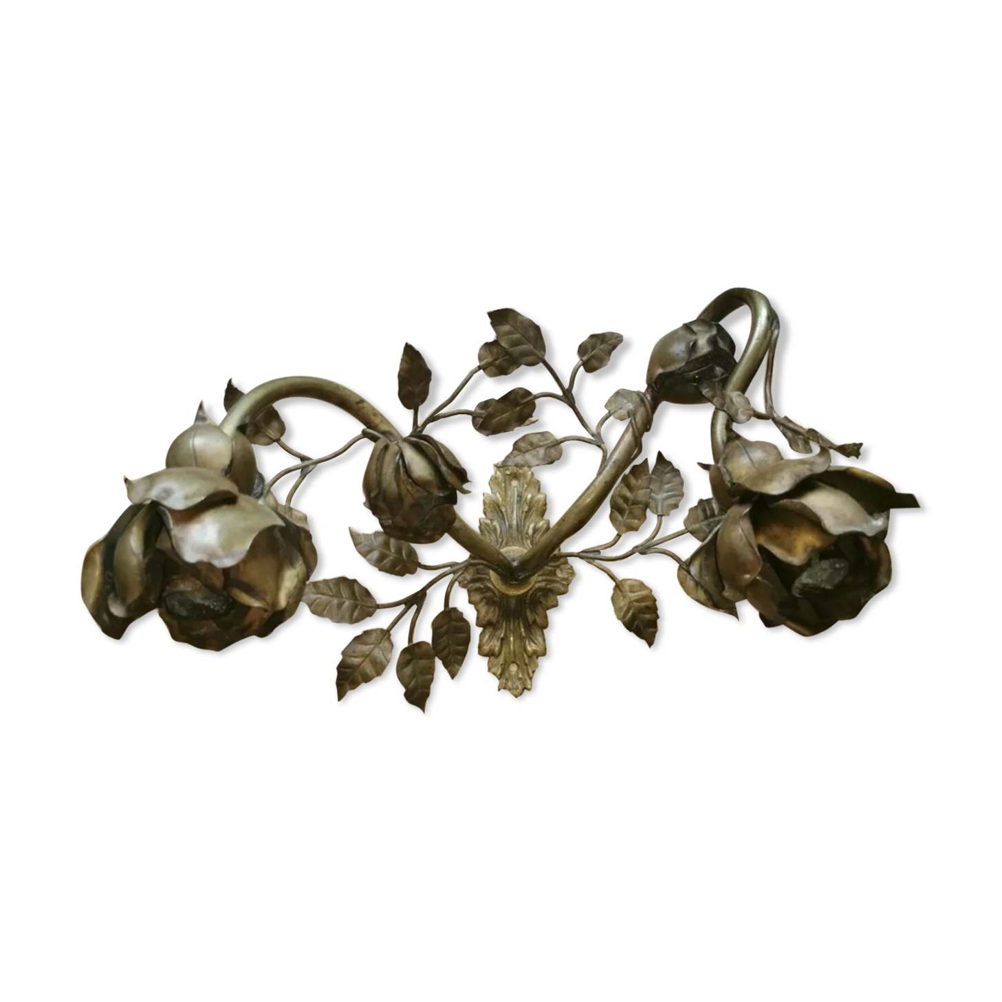 Brass wall sconce golden leaves and roses