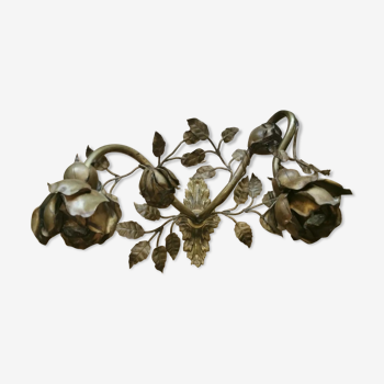 Brass wall sconce golden leaves and roses
