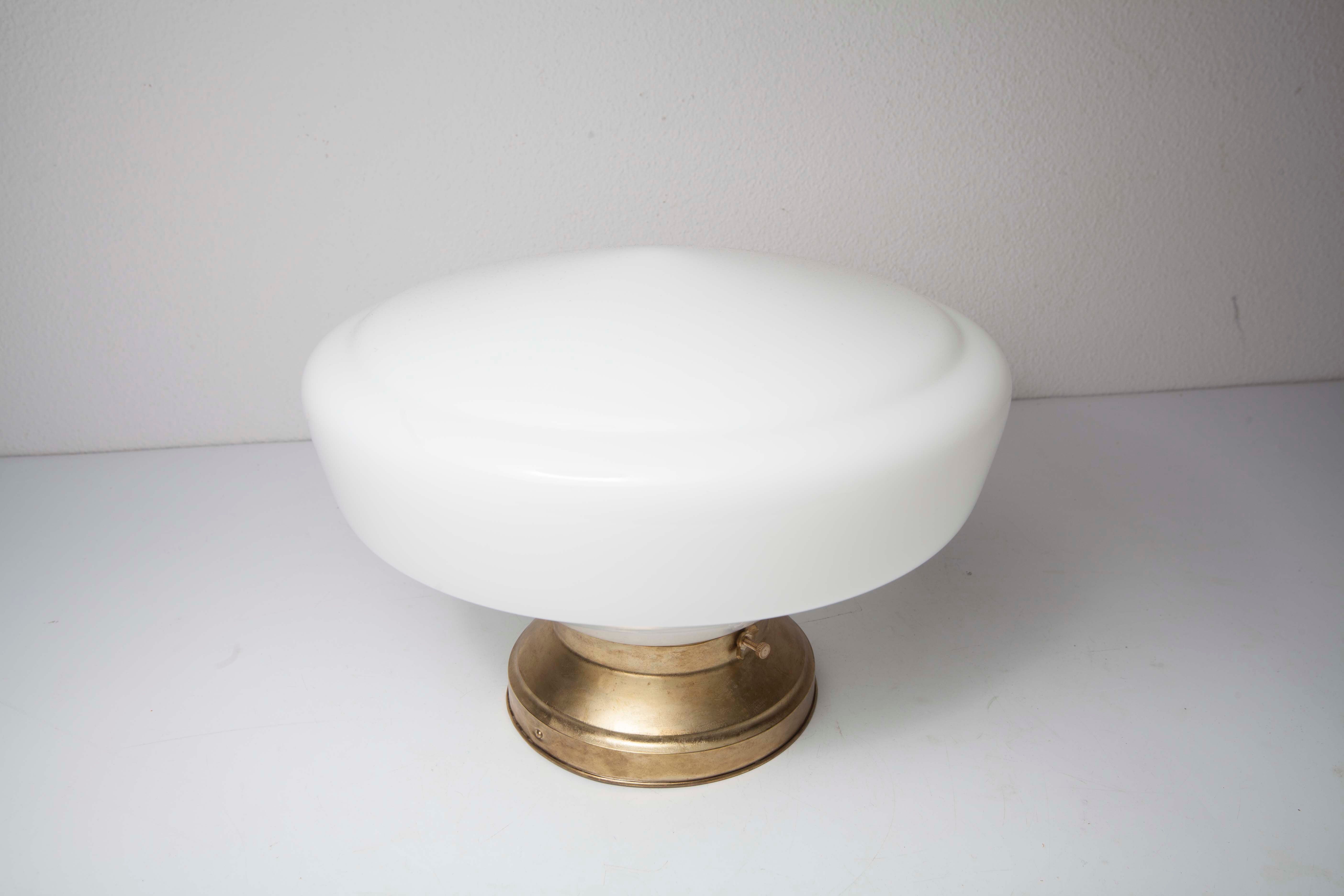 Globe opaline and brass plafon d30cm