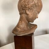 Child's head in terracotta 1920 wooden base