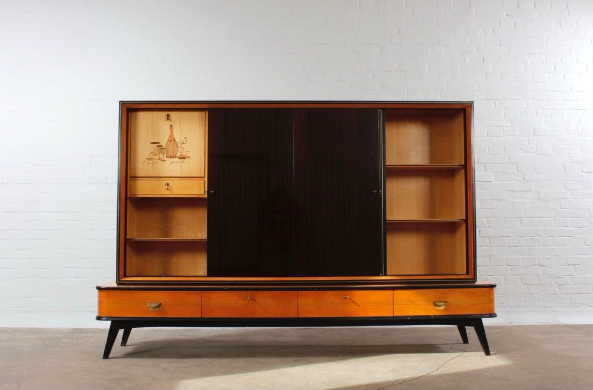 50´s Vintage Buffet von Musterring Highboard Vitrine Bar kommode