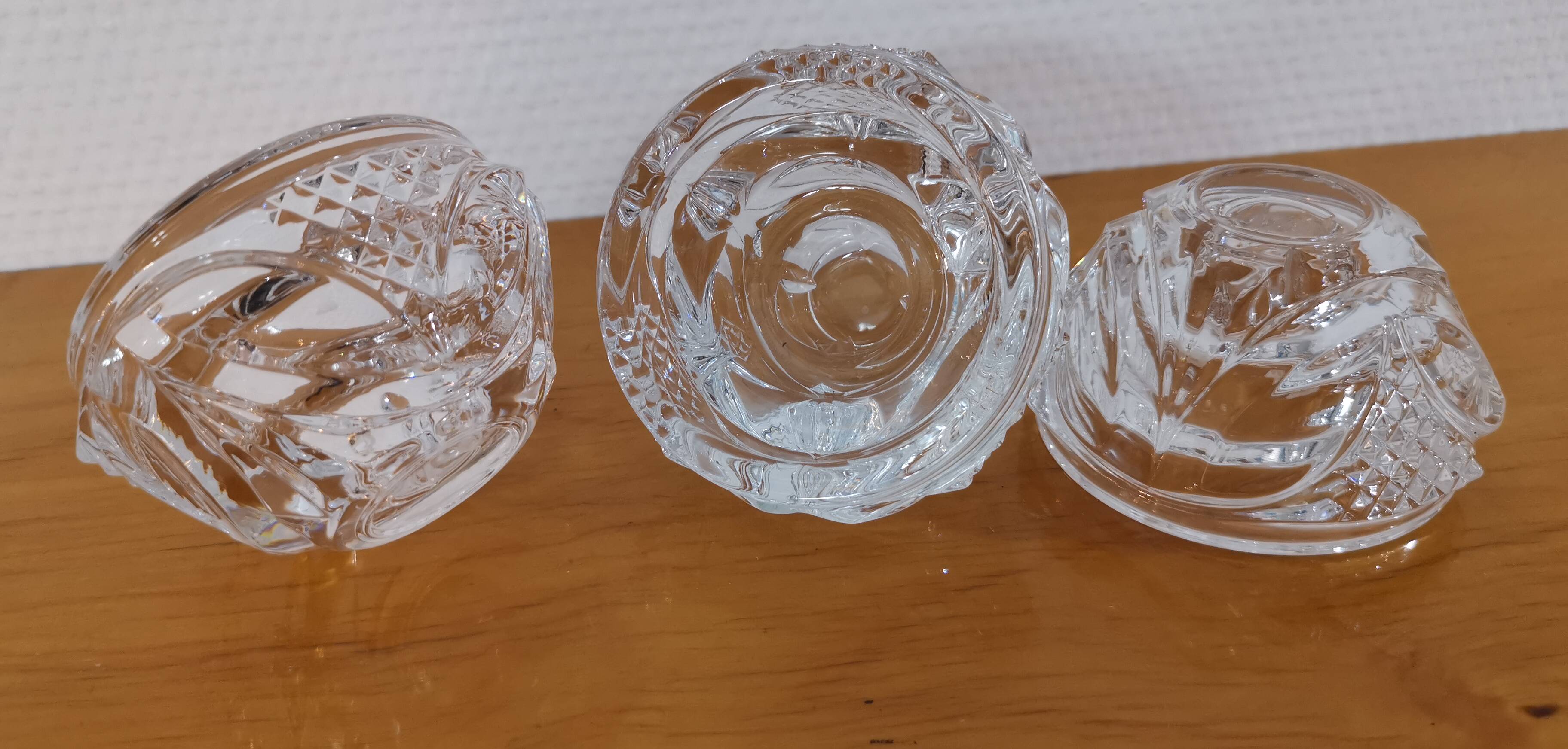 3 bougeoirs cristal d’Arques modèle "royale"