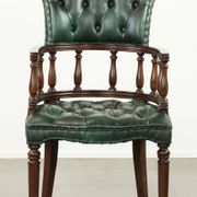 Green cow leather Chesterfield office chair / side chair in English style