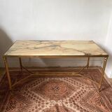 Vintage coffee table in marble and gold-tone metal
