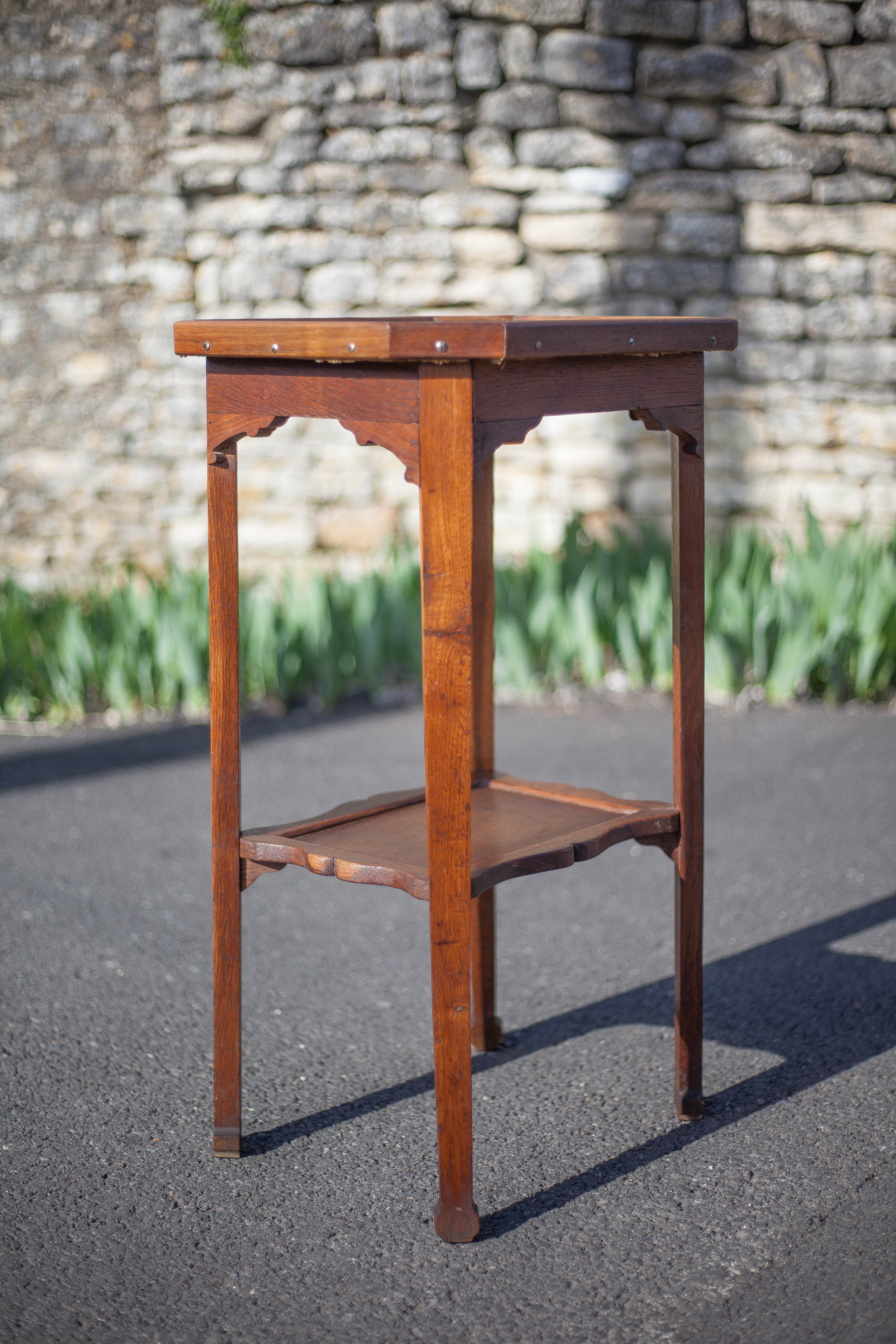 Antique wood pedestal table, 30