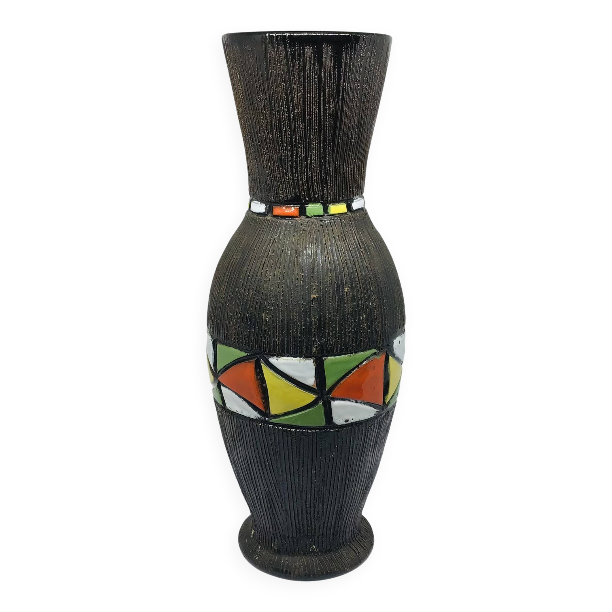 Glazed ceramic vase, 1960s, signed “LG 60”