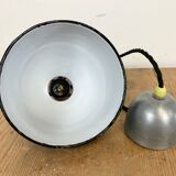 Industrial black enamel pendant lamp, 1950s