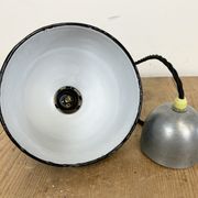 Industrial black enamel pendant lamp, 1950s