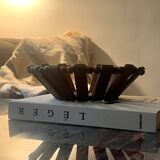 Geometric olive wood basket, France 1970