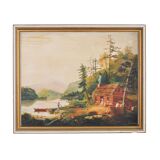 Painting „The Angler's Return”, Danish design, 1980s, by A. Enkeshafi