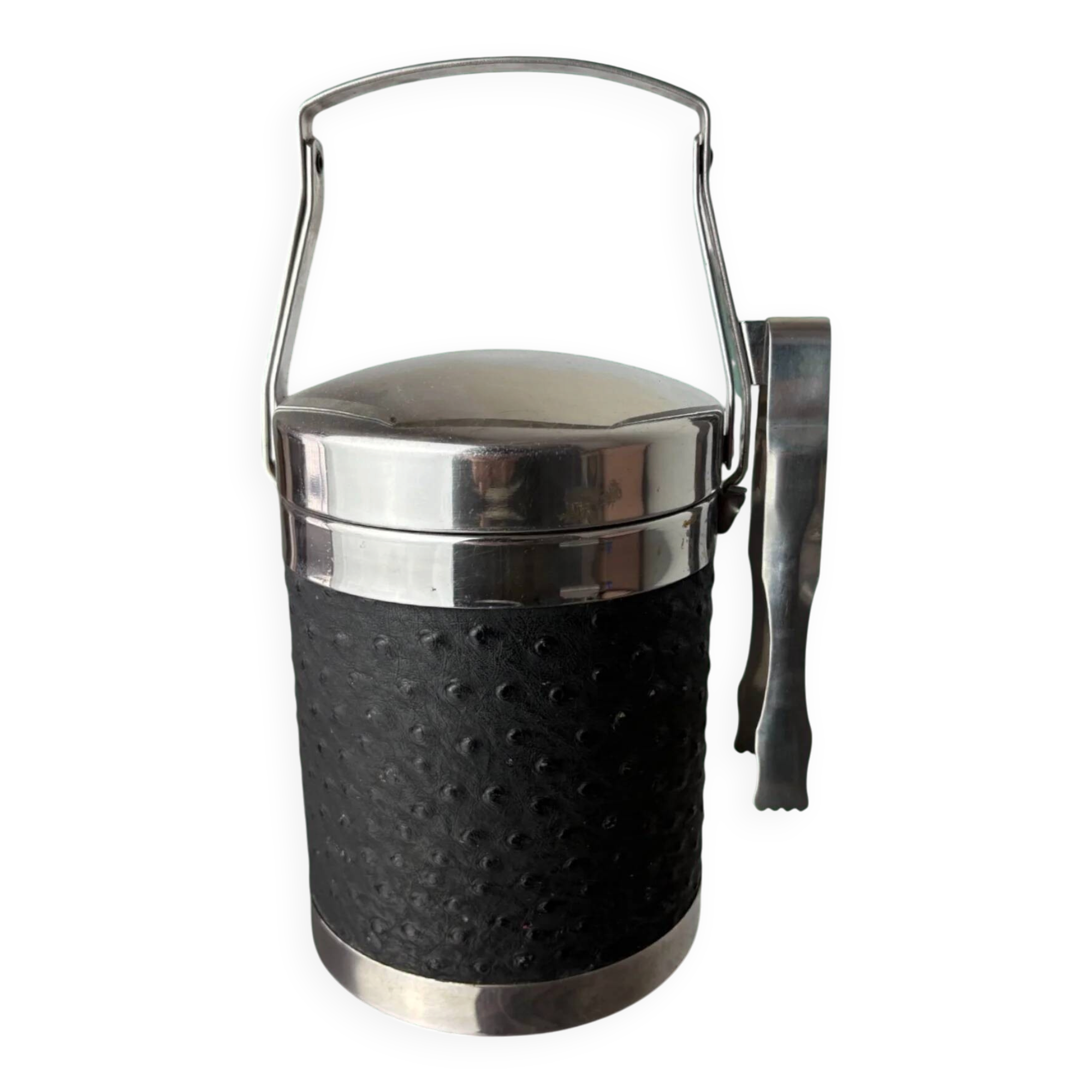 Regency leather ice bucket with tongs, Italy, circa 1970s