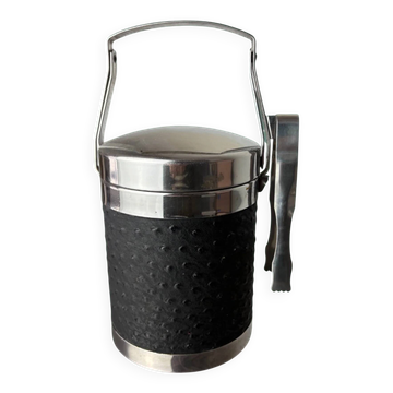 Regency leather ice bucket with tongs, Italy, circa 1970s