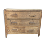 Old retro vintage chest of drawers 3 drawers wooden crude façade oak