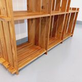 Bookcase vintage pine staircase shelf from the 80s in the style of Maison Regain