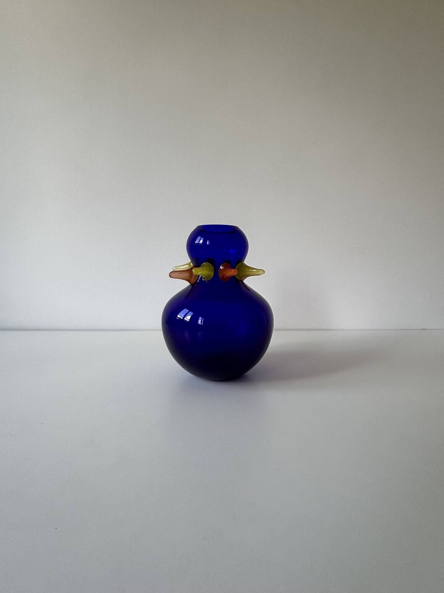 Art vase in blown glass by Jiří Šuhájek – Cobalt blue and applications a
