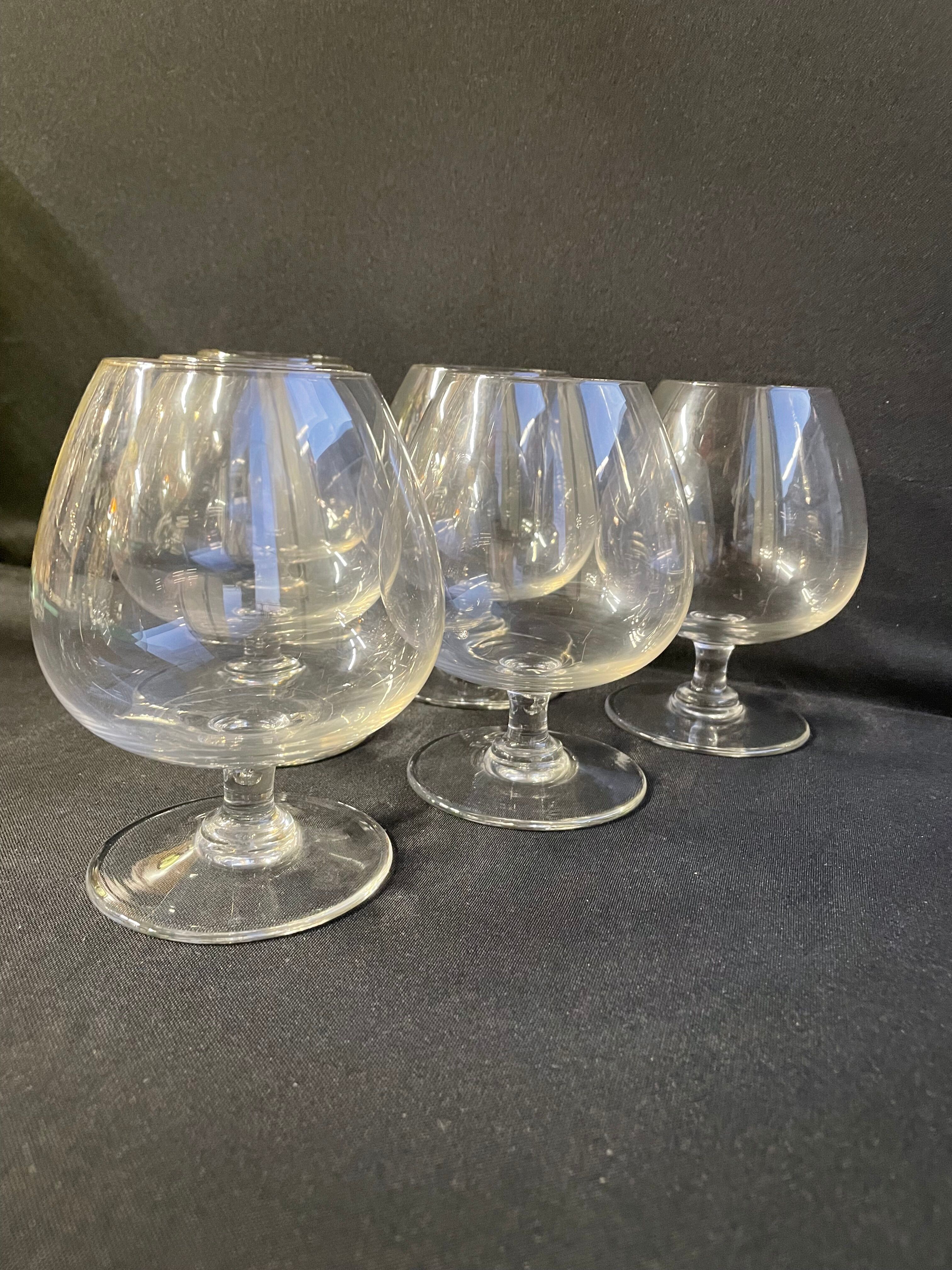 6 old tasting balloon glasses (cognac/armagnac) - light blown crystal