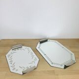 2 plateaux miroirs art déco biseautés