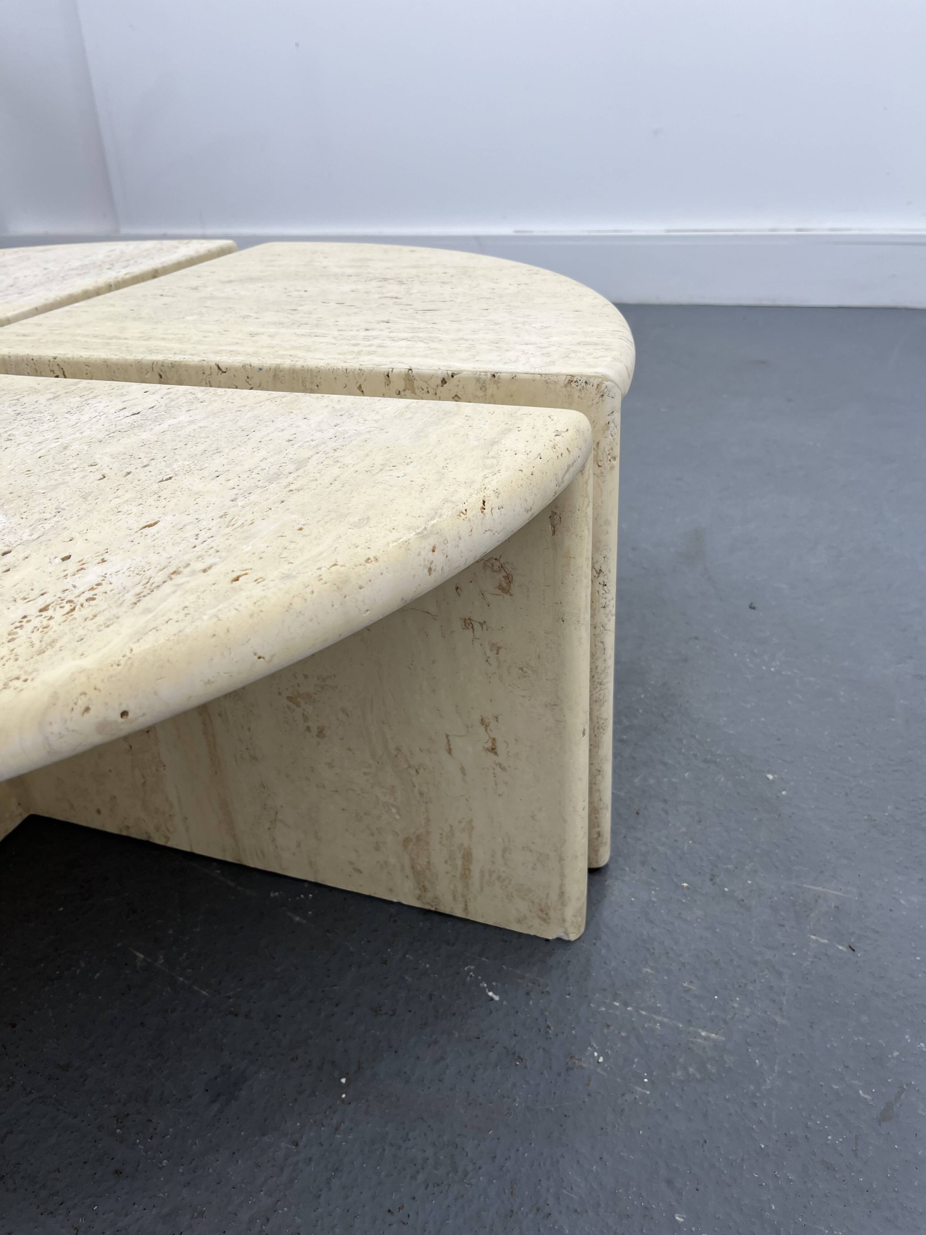 Italian Travertine Coffee or Side Tables, 1970s, Set of 4
