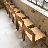 6 80s beech chairs