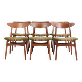 Ensemble de 6 chaises de salle à manger – Hans J. Wegner – Modèle CH30 – Teck et chêne – Années 1950