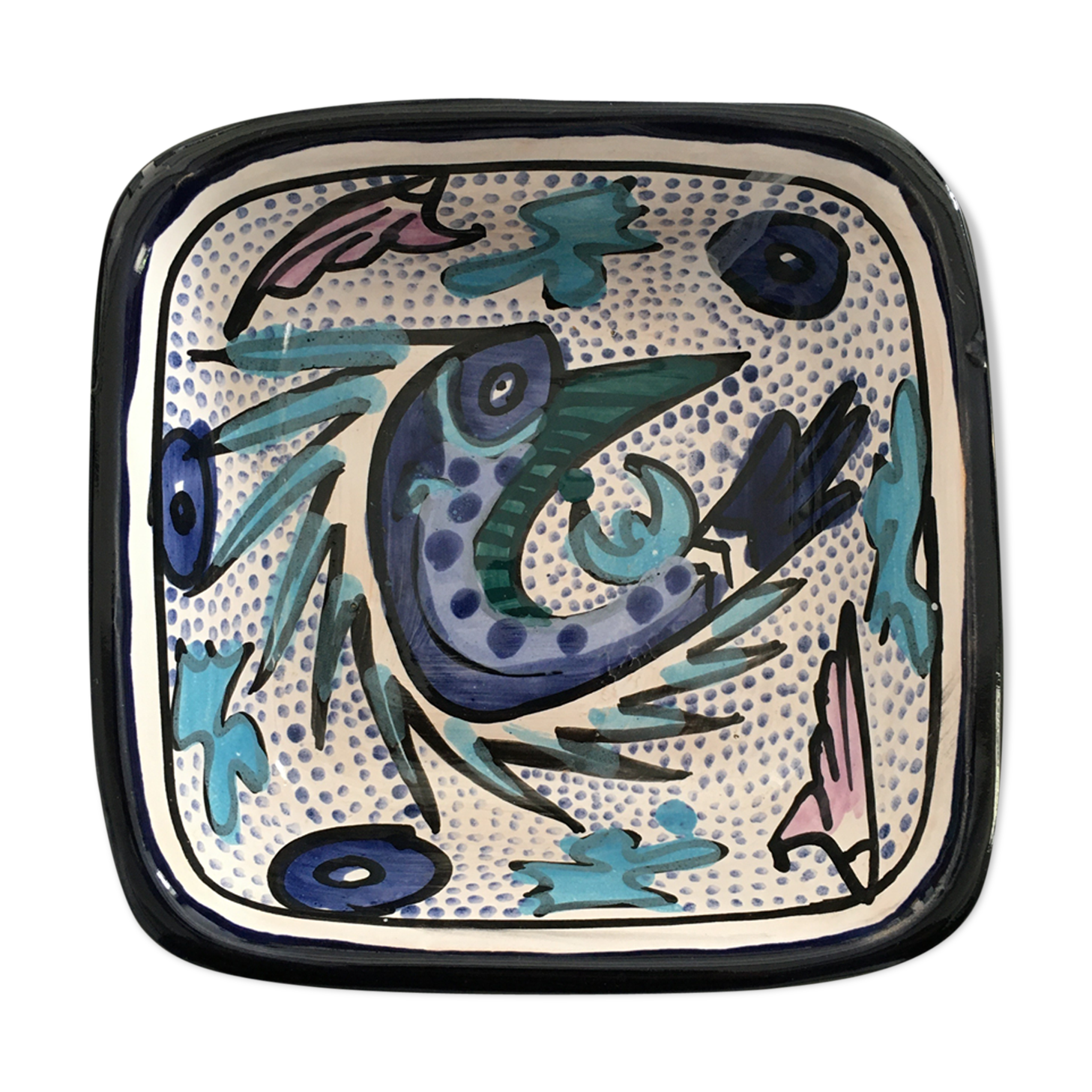 Empty pocket blue fish decoration