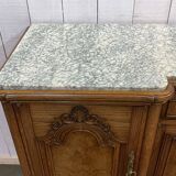 SOUBRIER Chippendale sideboard in oak, elm burl and marble