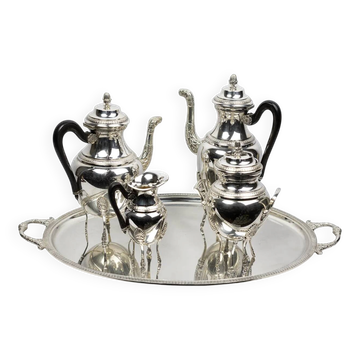 Empire-style tea and coffee service with ram's head spout - silver-plated, 5 pieces